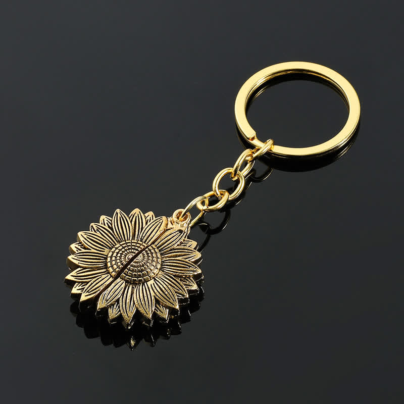 Vintage Sunflower Locket Pendant Keychain