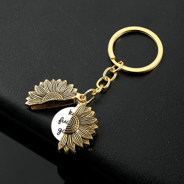 Vintage Sunflower Locket Pendant Keychain