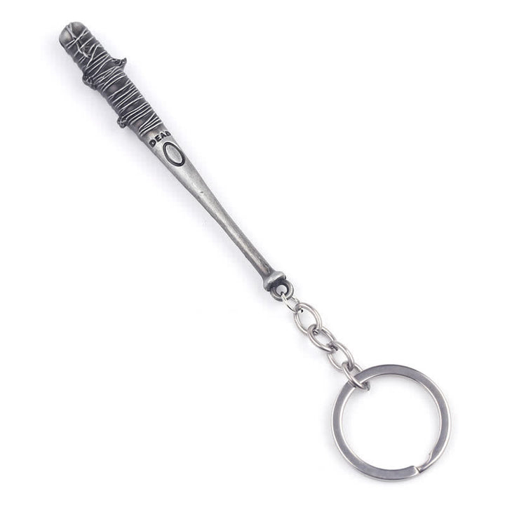 Chic Barbed Baseball Bat Pendant Keychain - Antique Tin - image 4