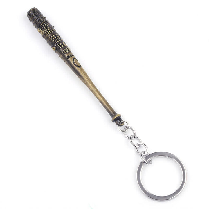 Chic Barbed Baseball Bat Pendant Keychain - Antique Gold - image 2