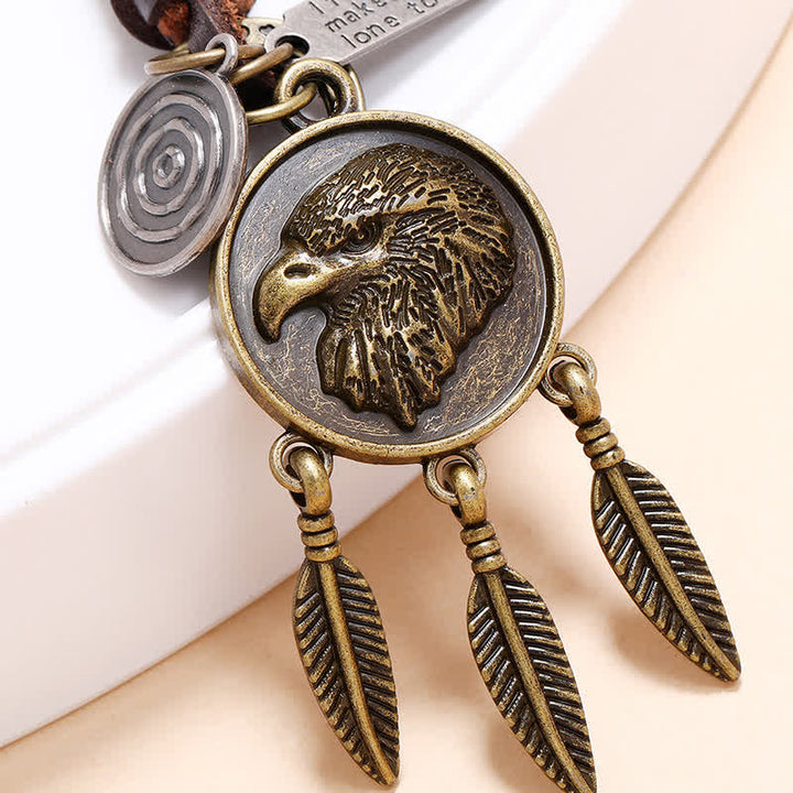 Eagle Head Dream Catcher Pendant Leather Keychain