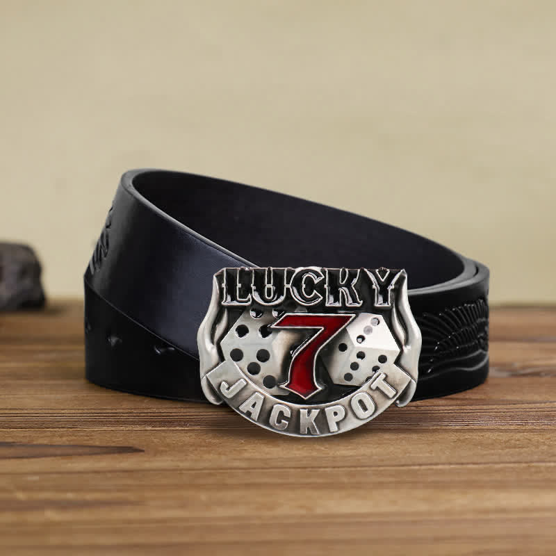 Men's DIY Lucky 7 Dice Buckle Leather Belt