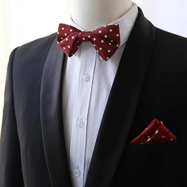 Men's Elegant White Polka Dots Bow Tie