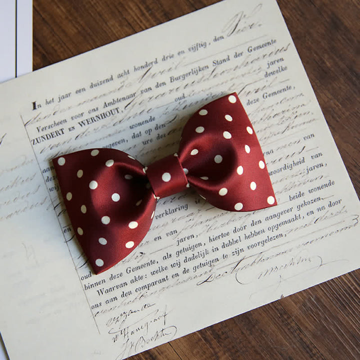 Men's Elegant White Polka Dots Bow Tie