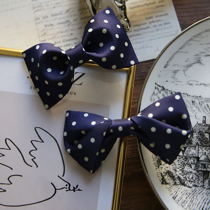 Men's Elegant White Polka Dots Bow Tie