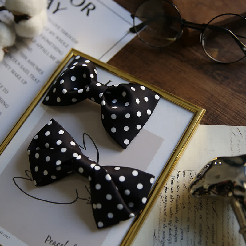 Men's Elegant White Polka Dots Bow Tie