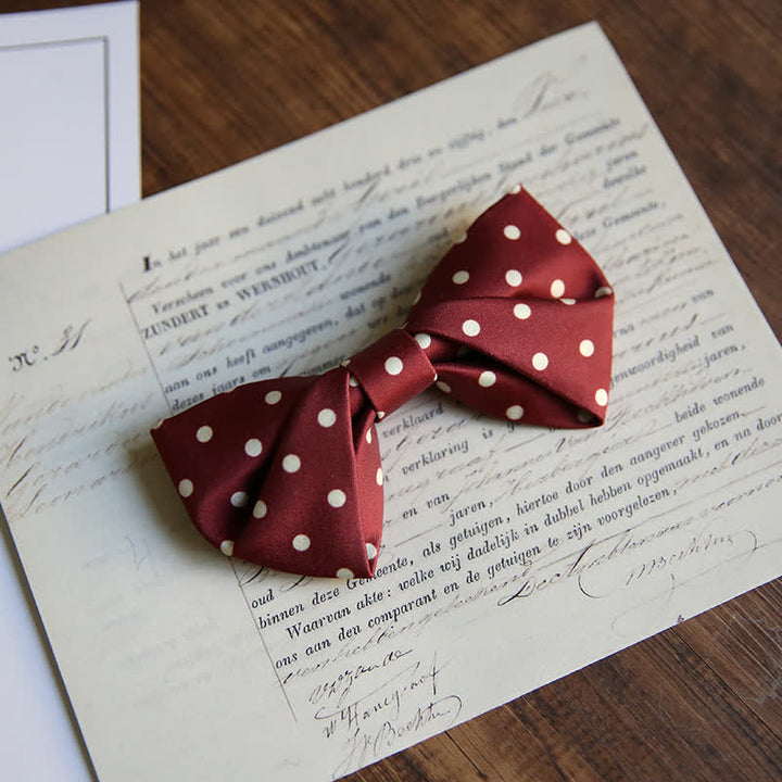 Men's Elegant White Polka Dots Bow Tie