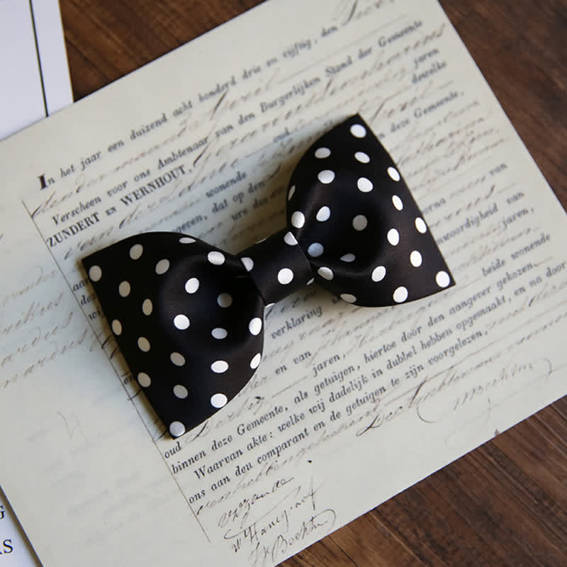 Men's Elegant White Polka Dots Bow Tie