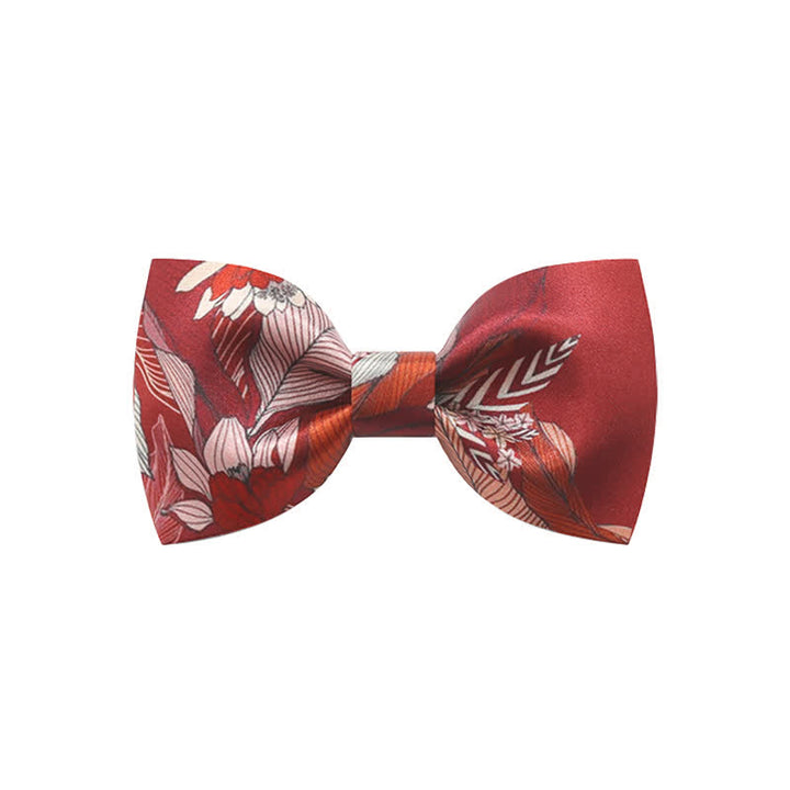 Men's Red Flower Printed Wedding Bow Tie