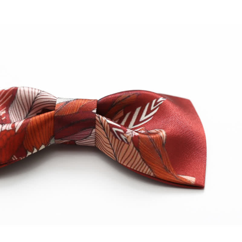 Men's Red Flower Printed Wedding Bow Tie