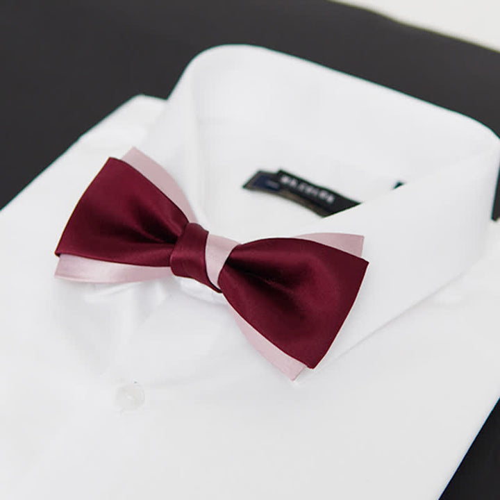 Men's Contrast Color Double Layered Bow Tie - image 5