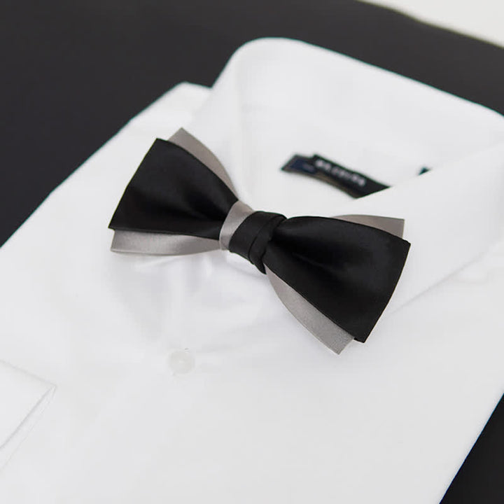 Men's Contrast Color Double Layered Bow Tie - image 2