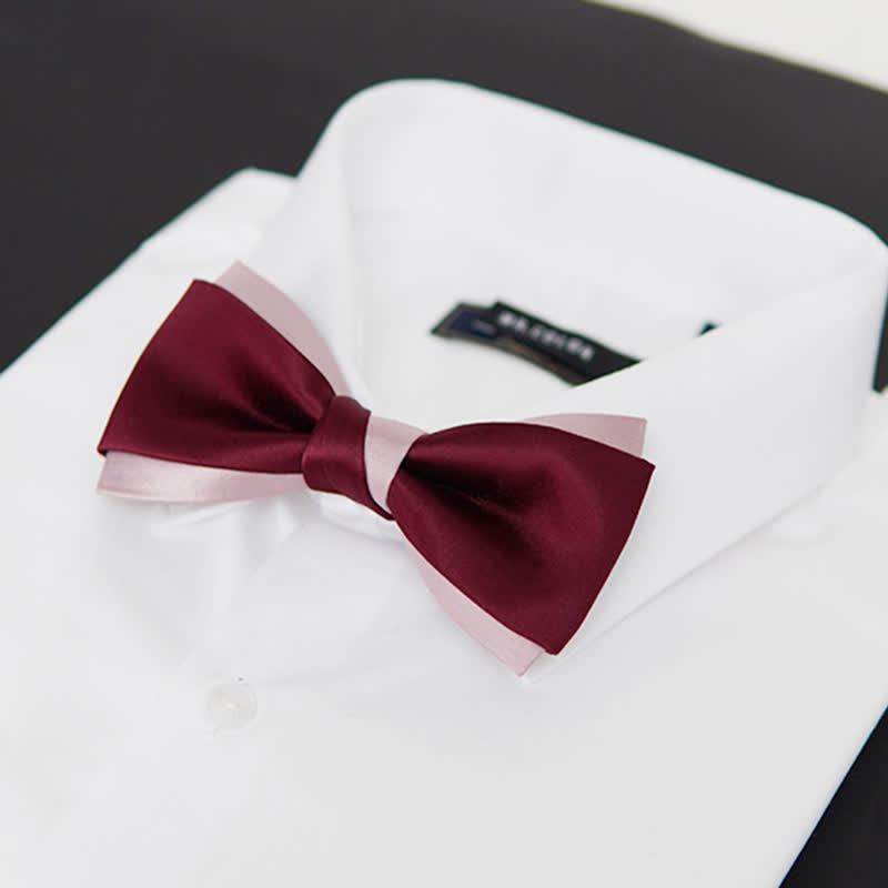 Men's Contrast Color Double Layered Bow Tie