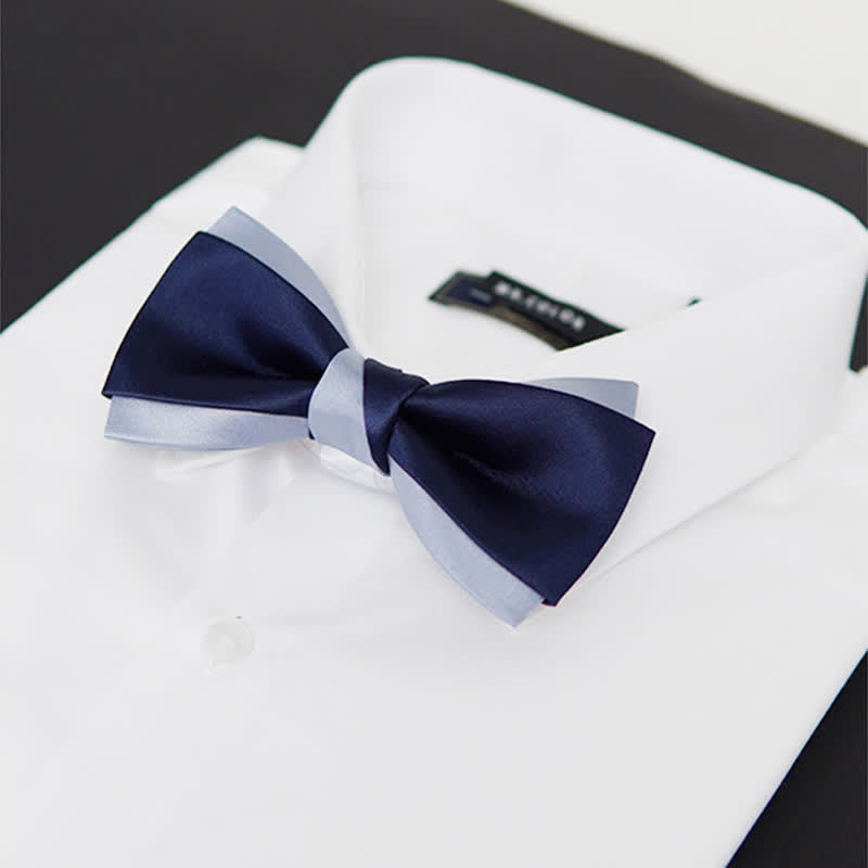 Men's Contrast Color Double Layered Bow Tie - image 7