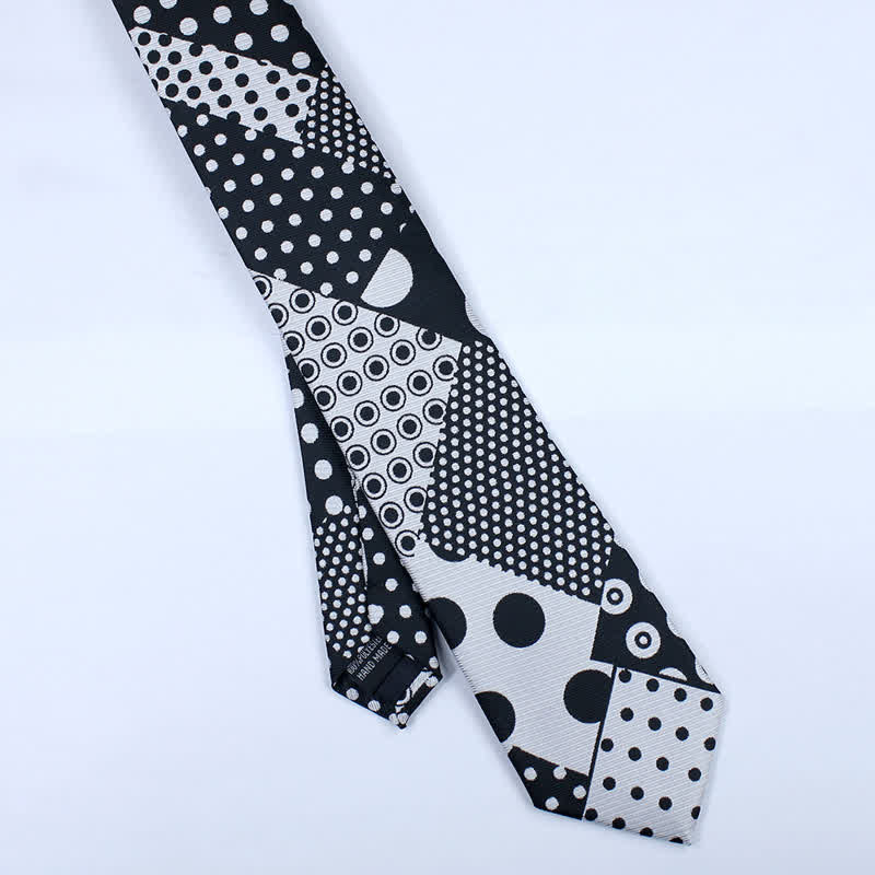 Men's Polka Dot Black And White Necktie