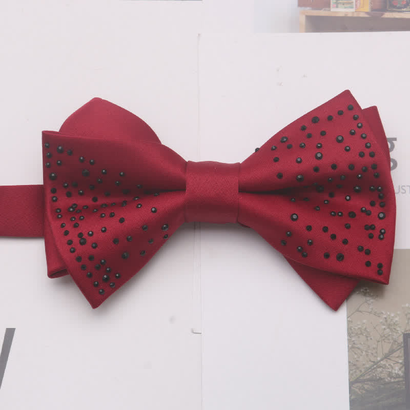 Men's Double Layer Beads Sparkly Evening Bow Tie