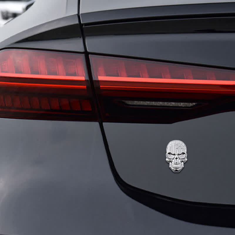 Skull American Flag Metal Sticker Car Badge