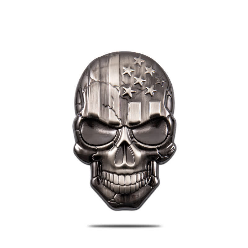 Skull American Flag Metal Sticker Car Badge