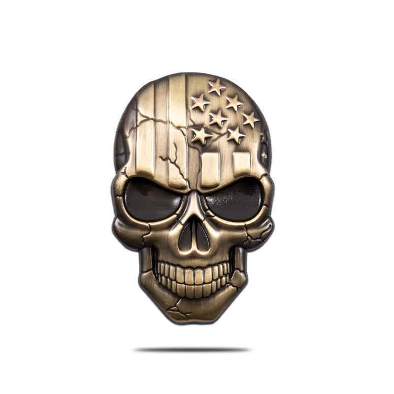 Skull American Flag Metal Sticker Car Badge