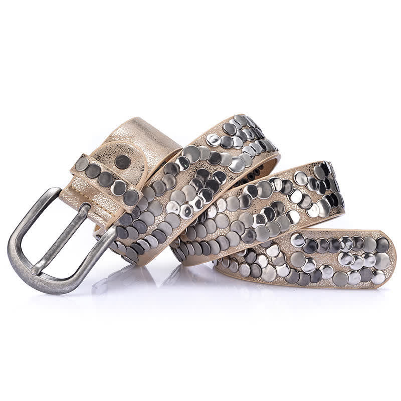 Women's Stylish Metal Plate Studded Leather Belt