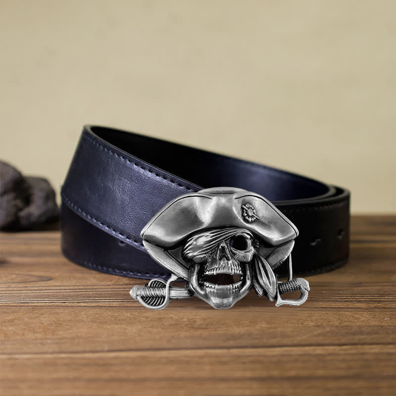 Men's DIY Punk Style Skull Pirate Buckle Leather Belt