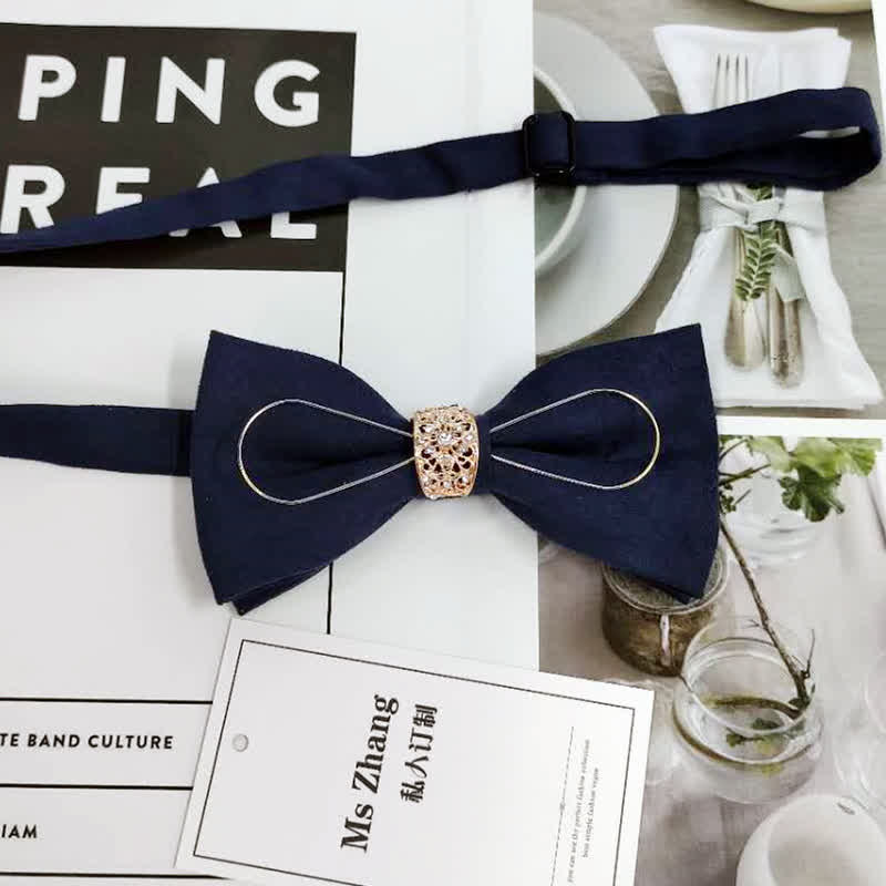 Men's Golden Decoration Formal Groom Suit Bow Tie