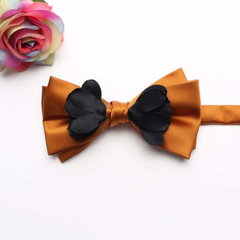 Men's Yarn-dyed Double Layer Flower Ribbon Bow Tie