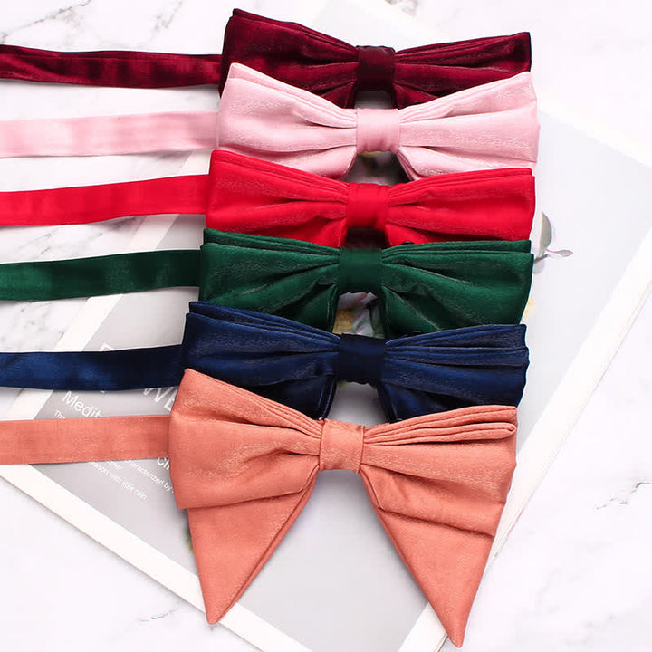 Men's Gloss Double Layered Oversized Pointed Bow Tie