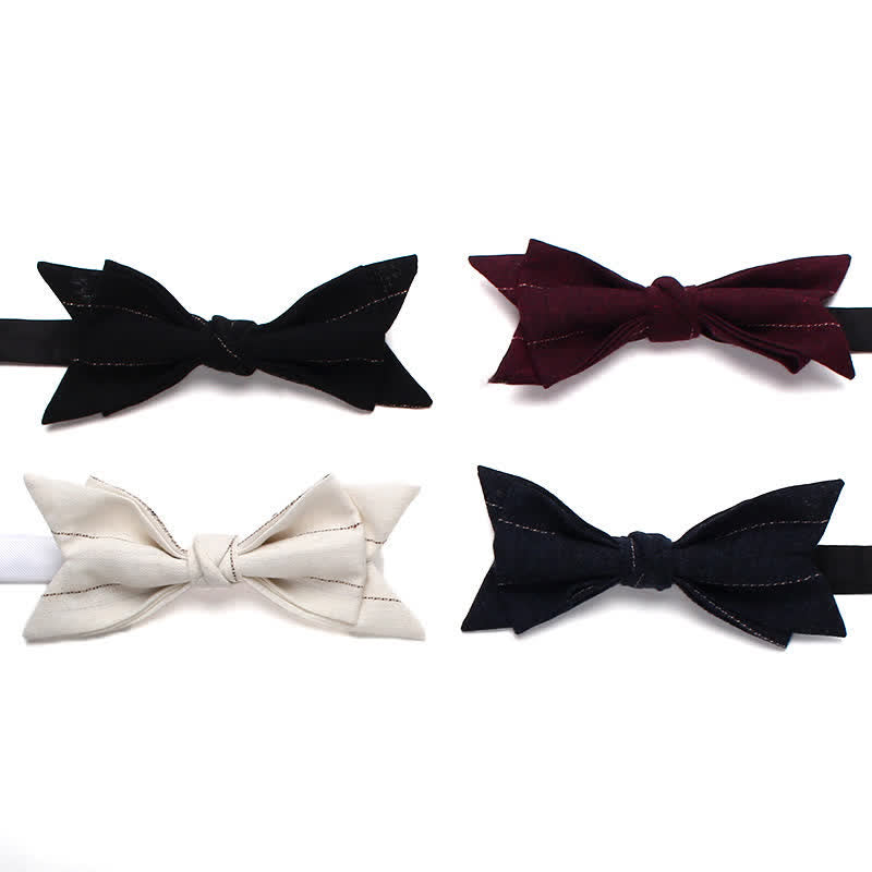 Men's Casual Striped Pointed Shape Wedding Bow Tie