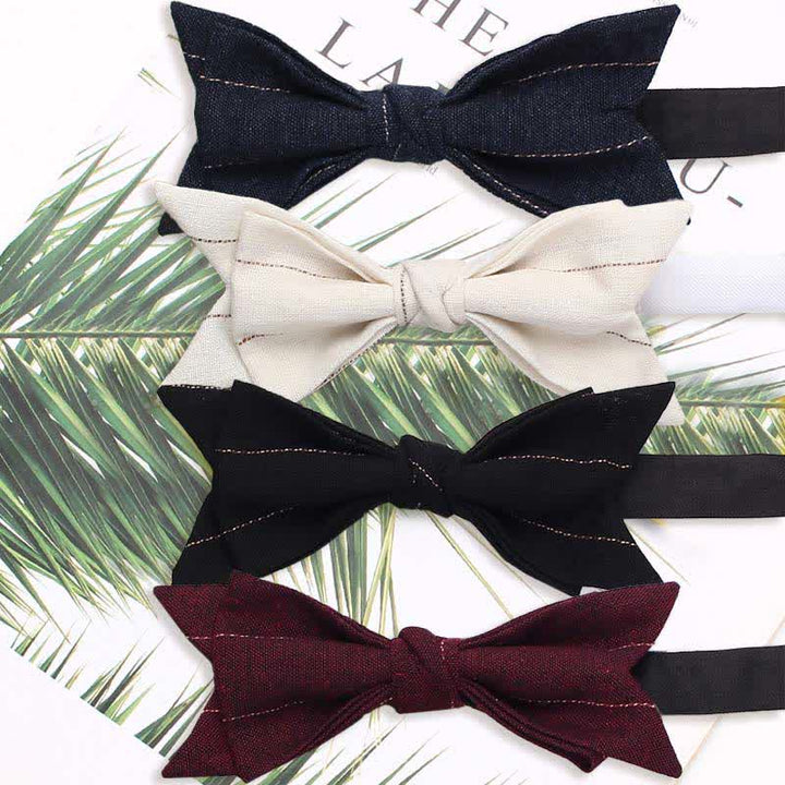 Men's Casual Striped Pointed Shape Wedding Bow Tie