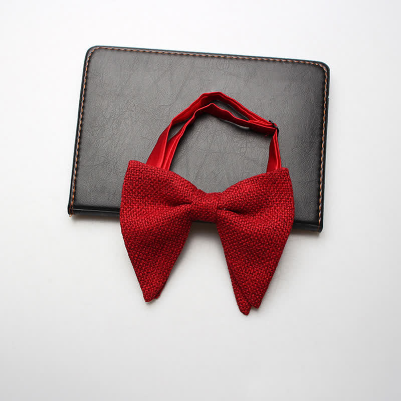 Men's Weave Linen Cotton Oversized Pointed Bow Tie