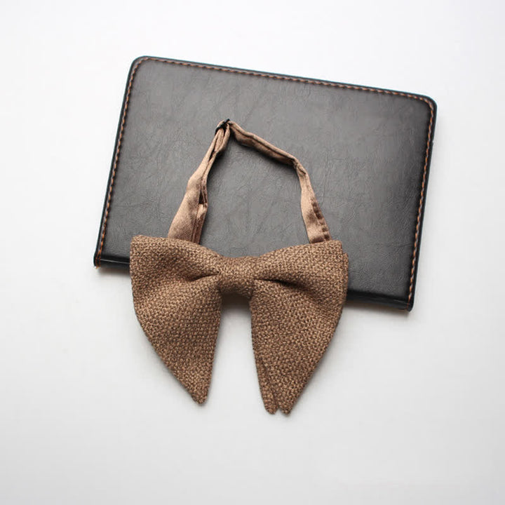 Men's Weave Linen Cotton Oversized Pointed Bow Tie