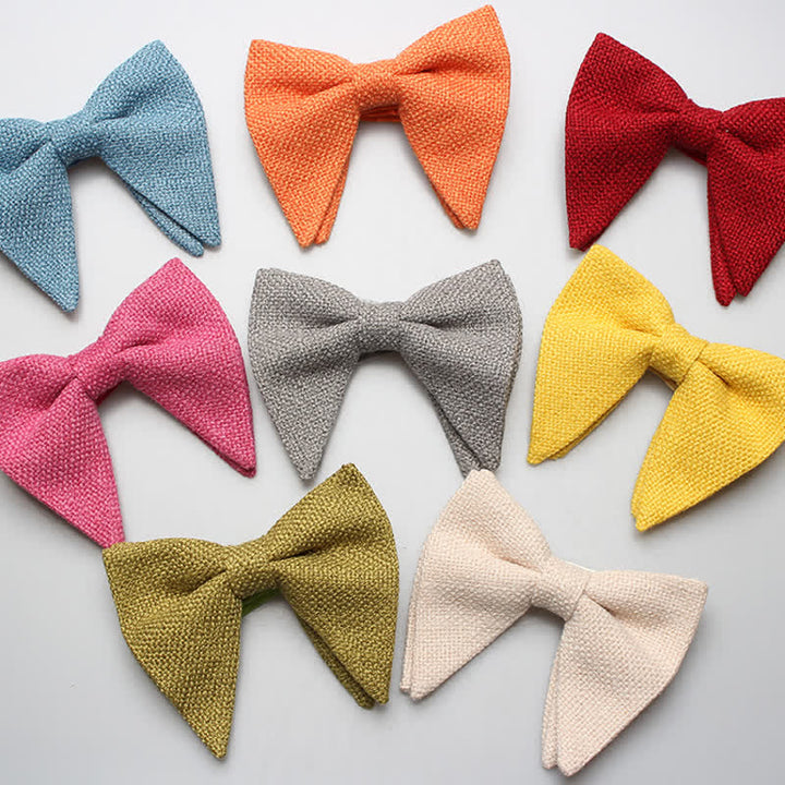 Men's Weave Linen Cotton Oversized Pointed Bow Tie