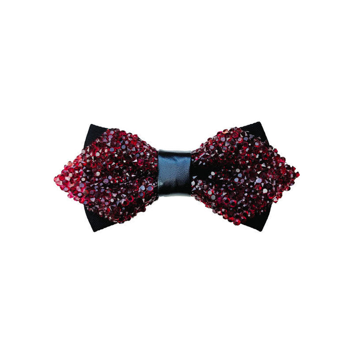 Men's Glitter Rhinestone Double Layer Pointy Bow Tie