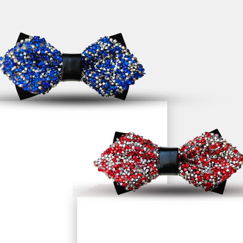 Men's Glitter Rhinestone Double Layer Pointy Bow Tie - image 0