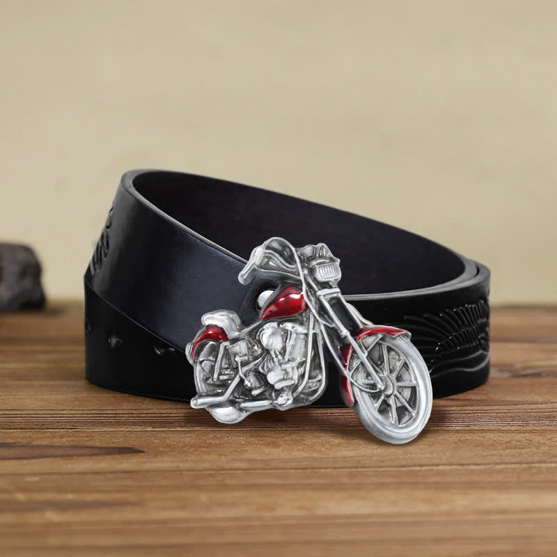 Men's DIY Cool Motorcycle Buckle Leather Belt