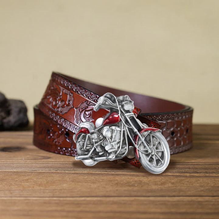 Men's DIY Cool Motorcycle Buckle Leather Belt