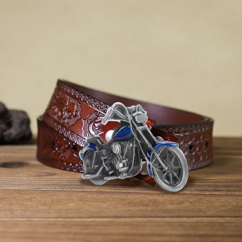 Men's DIY Cool Motorcycle Buckle Leather Belt