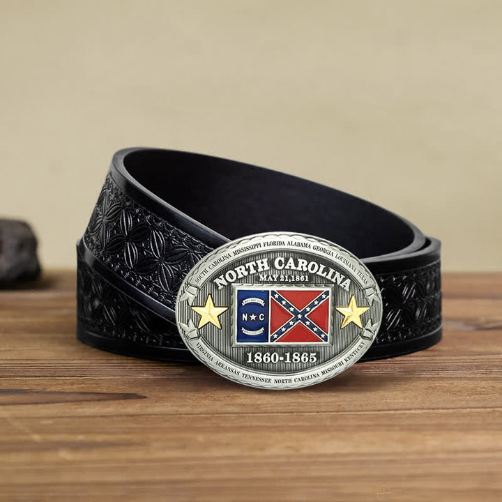 Men's DIY Southern Cross Of Honor Buckle Leather Belt