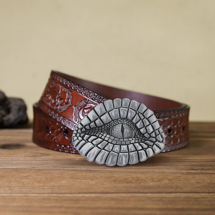 Men's DIY Watcher Alligator Eye Buckle Leather Belt