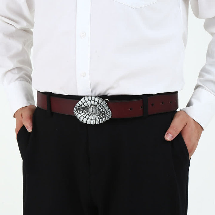 Men's DIY Watcher Alligator Eye Buckle Leather Belt