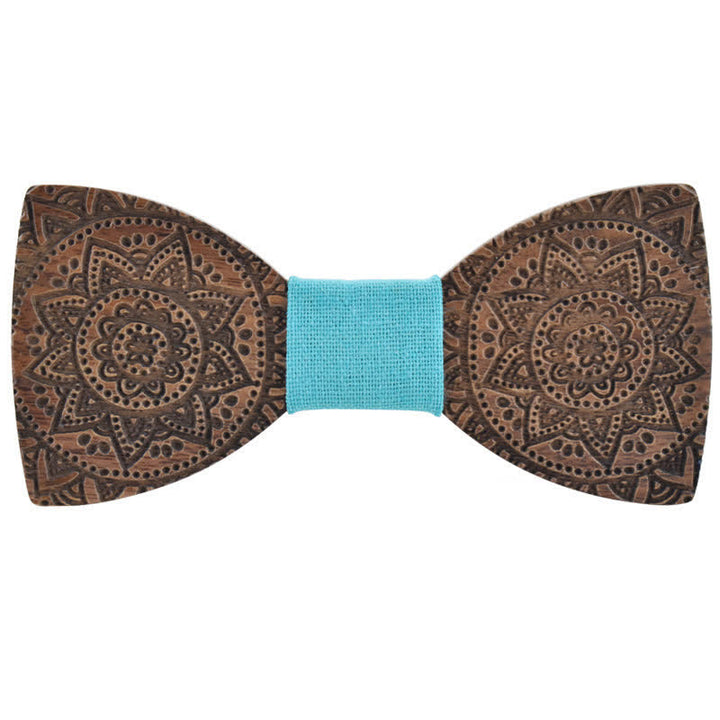 Men's Engraving Luxury Flower Wooden Bow Tie