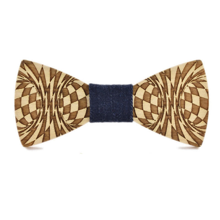 Men's Creative Dizzy Engraving Pattern Wooden Bow Tie