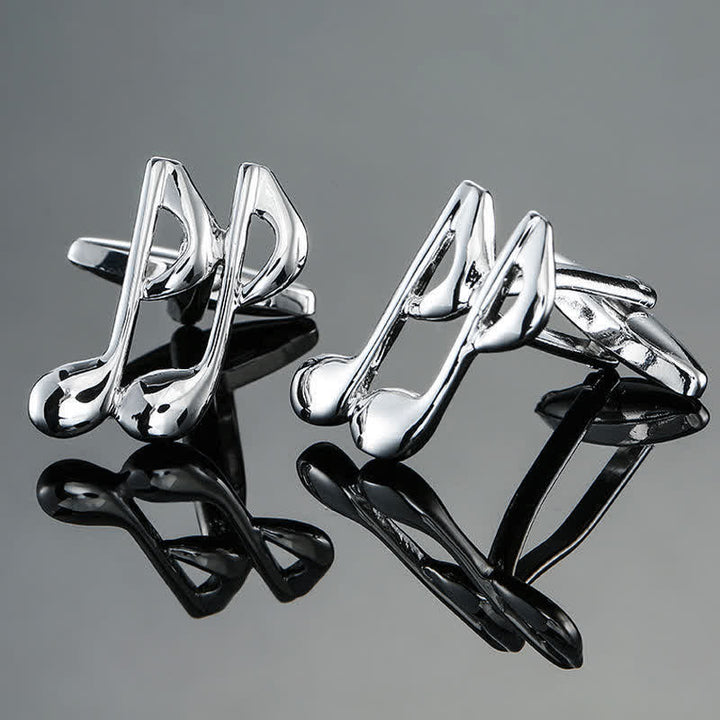 Men's Stylish Music Instrument Note Cufflinks - Silver Eighth Note - image 14