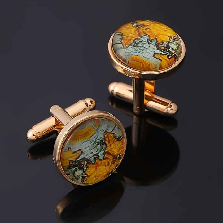 Men's World Map Pattern Shirt Cufflinks