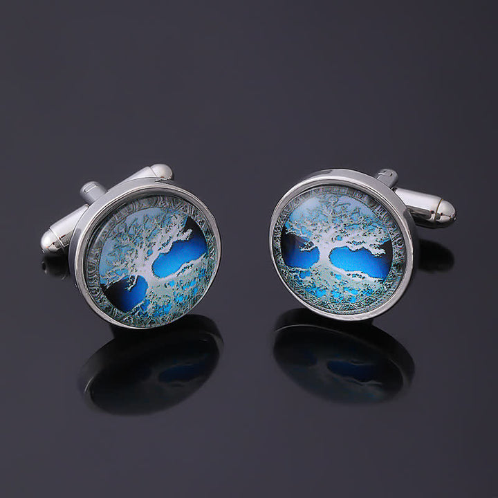 Men's Simple Tree of Life Pattern Shirt Cufflinks