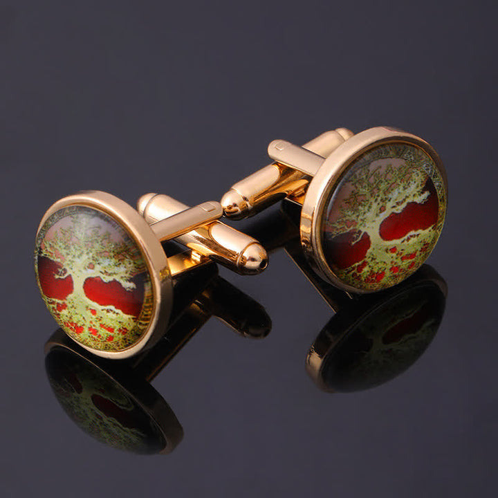 Men's Simple Tree of Life Pattern Shirt Cufflinks