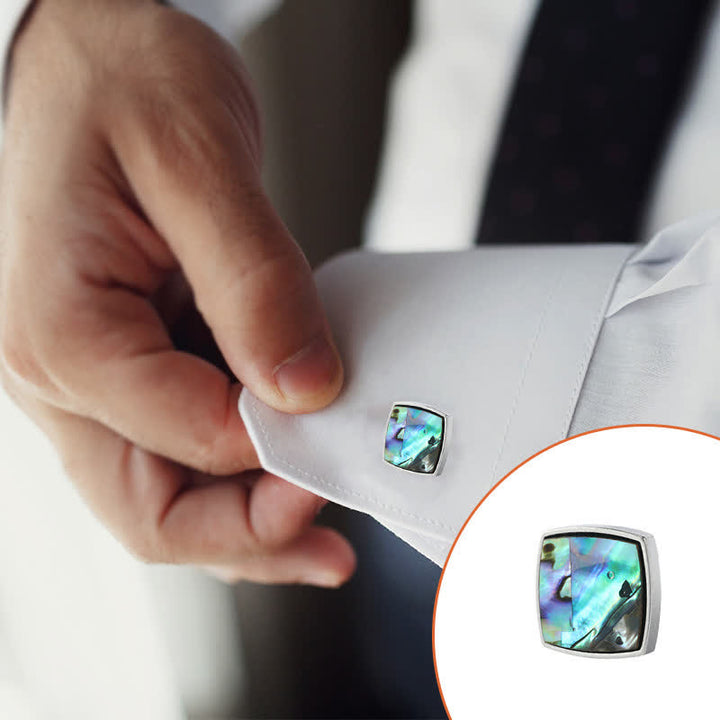 Men's Colorful Abalone Shell Stone Shirt Cufflinks