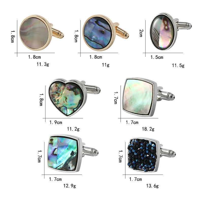 Men's Colorful Abalone Shell Stone Shirt Cufflinks