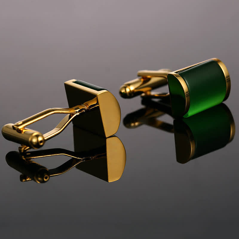 Men's Romantic Emerald Opal Gold Shirt Cufflinks